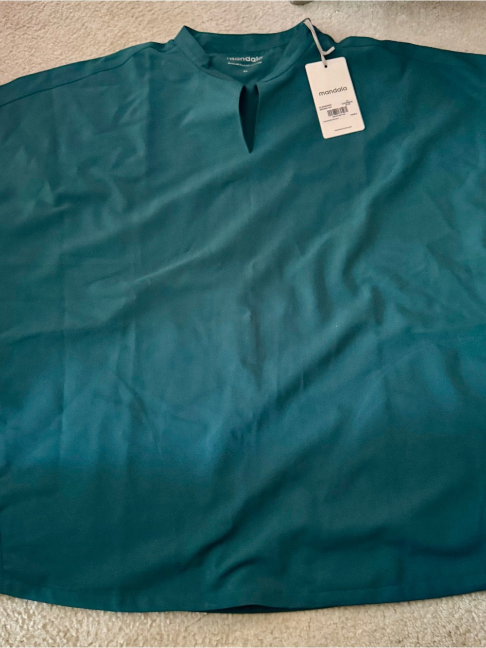 Mandala Teal Keyhole Neck Women's Top - New w tags XL - Caribbean Blue